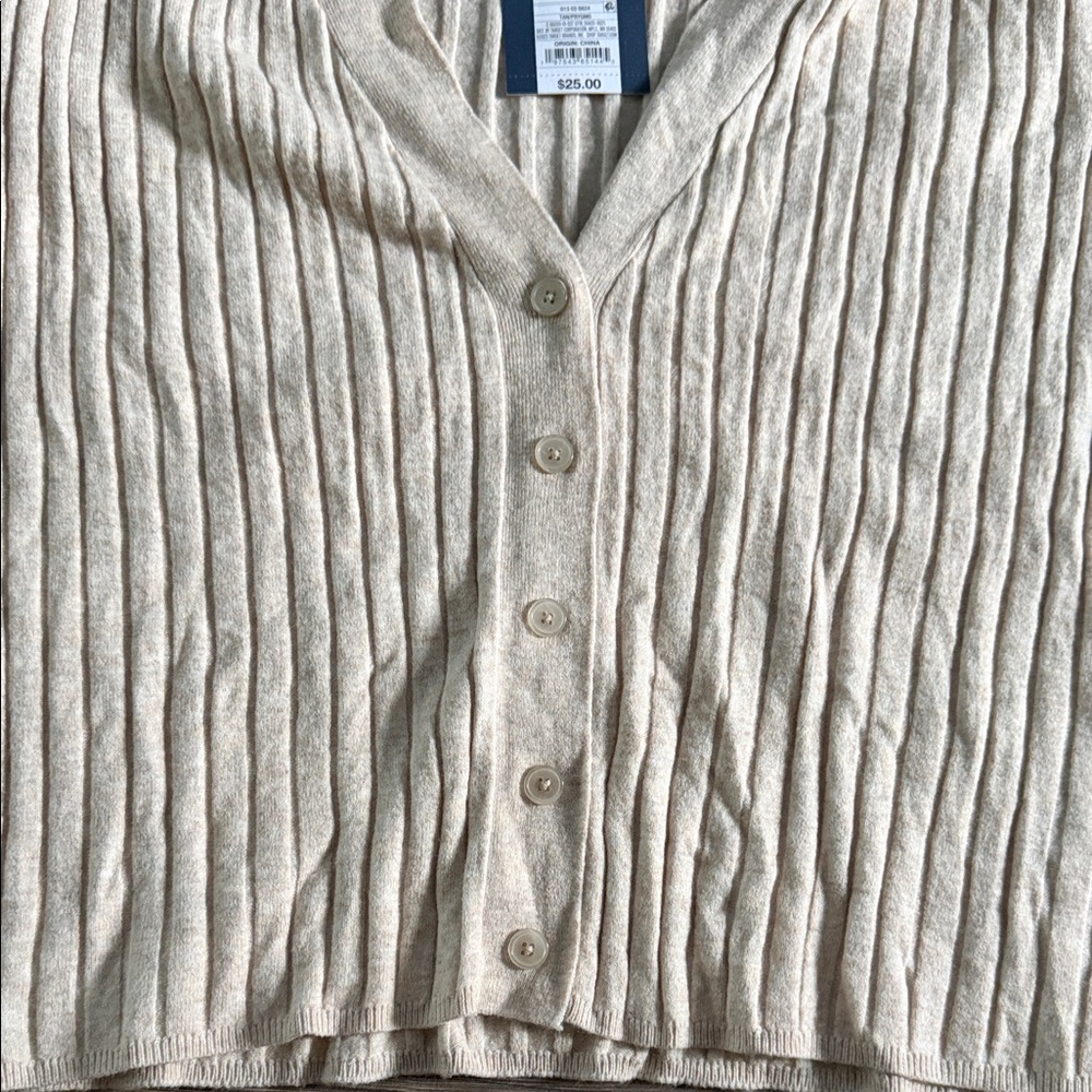 Universal Thread Beige Ribbed Button-Down Top - Picture 4 of 5